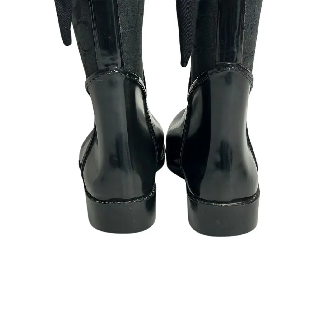COACH Women's Tristee Black Lace-Up Rain Boots Size 7 - Picture 4 of 15